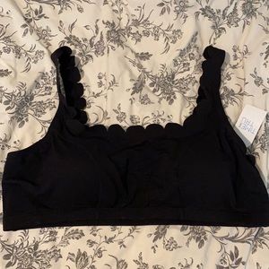 Black Scalloped Swim Top - Time and Tru
